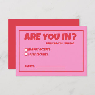 Funky Green Pink Red Funky RSVP Card