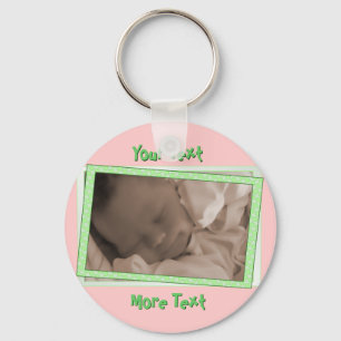 Funky Green Polka Dot Frame Keychain