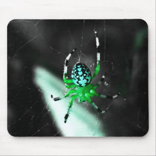 Funky Green Spider Mouse Pad