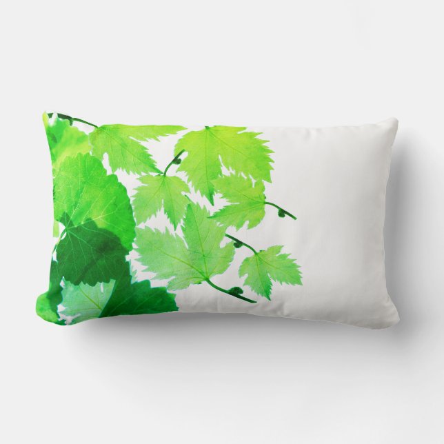 Funky Green Vine Leaves Pattern Pillow Cushion (Front)