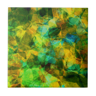 Funky Greens Modern Abstract Design Ceramic Tile