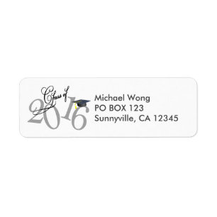 Funky Grey Class of 2016 Graduation Return Address Label