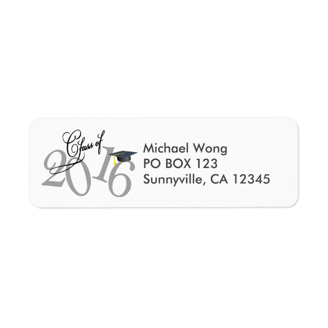 Funky Grey Class of 2016 Graduation Return Address Label (Front)