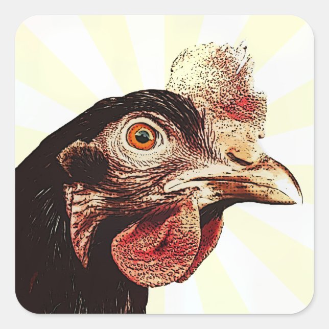 Funky Grumpy Chicken Superstar Square Sticker (Front)