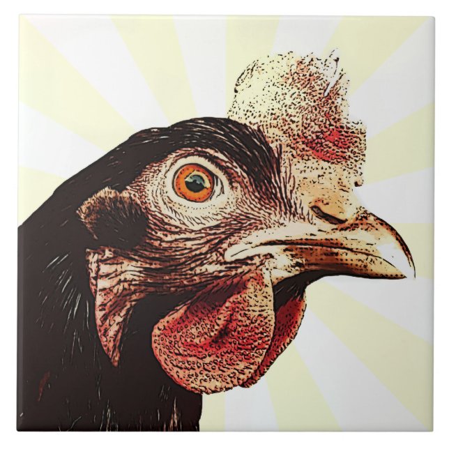 Funky Grumpy Chicken Superstar Tile (Front)