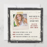 Funky Grunge Birthday Party Invitation (black)