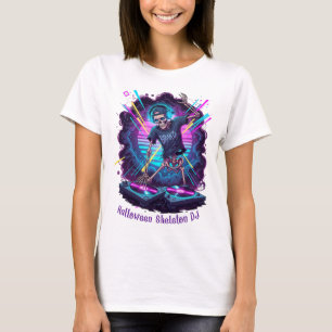 Funky Halloween Skeleton DJ with Haunted Music Vib T-Shirt