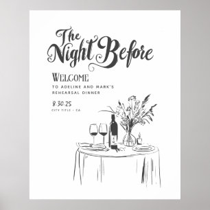 Funky Hand Drawn Rehearsal Dinner Welcome Sign