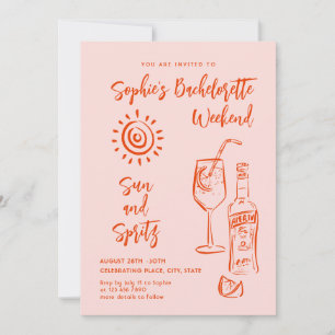 Funky Hand Drawn Scribble Retro Bachelorette Party Invitation