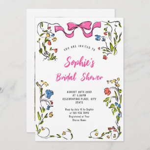 Funky Hand Drawn Scribble Retro Bridal Shower Invitation