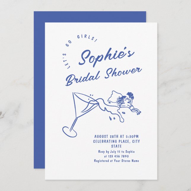 Funky Hand Drawn Scribble Retro Bridal Shower Invitation (Front/Back)