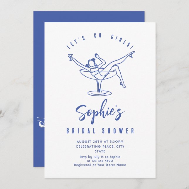 Funky Hand Drawn Scribble Retro Bridal Shower Invitation (Front/Back)