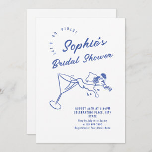 Funky Hand Drawn Scribble Retro Bridal Shower Invitation