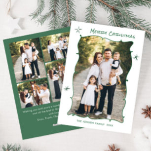 Funky Hand Drawn Scribble Retro Christmas 5 Photo Holiday Card