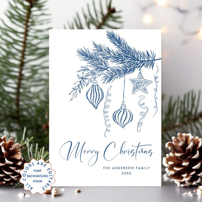 Funky Hand Drawn Scribble Retro Christmas Holiday Card (Creator Uploaded)