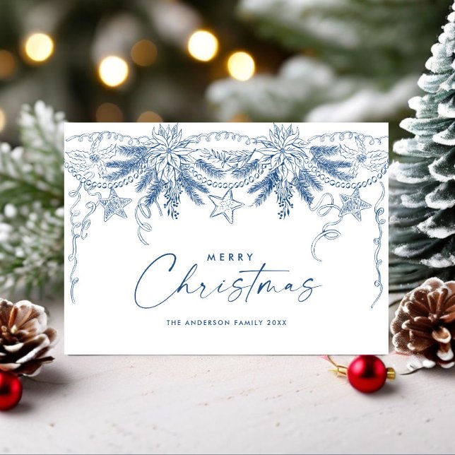 Funky Hand Drawn Scribble Retro Christmas Holiday Card (Creator Uploaded)