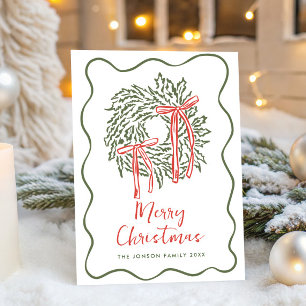 Funky Hand Drawn Scribble Retro Christmas Holiday Card