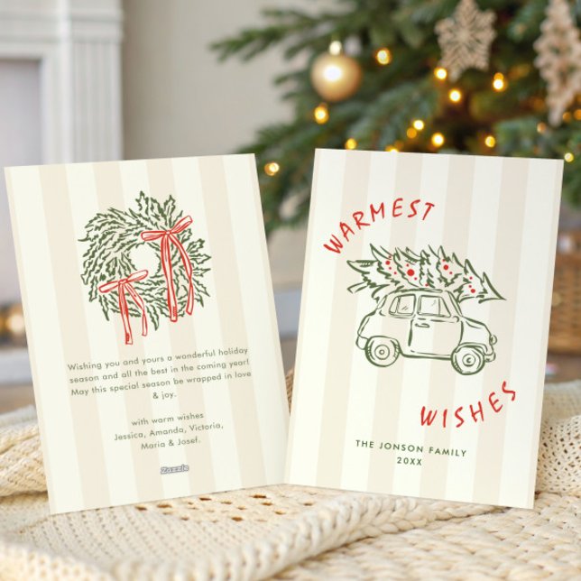 Funky Hand Drawn Scribble Retro Christmas Holiday Card (Creator Uploaded)