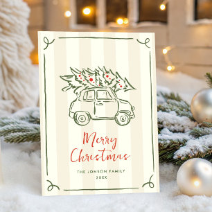 Funky Hand Drawn Scribble Retro Christmas Holiday Card