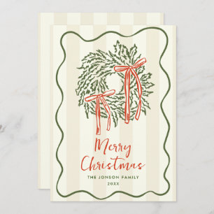 Funky Hand Drawn Scribble Retro Christmas Holiday Card