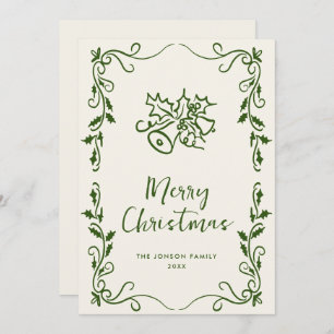 Funky Hand Drawn Scribble Retro Christmas Holiday Card