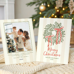 Funky Hand Drawn Scribble Retro Christmas Photo Holiday Card