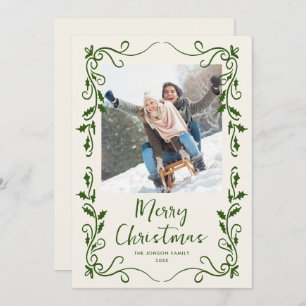 Funky Hand Drawn Scribble Retro Christmas Photo Holiday Card