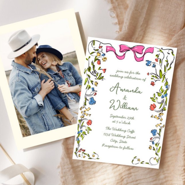 Funky Hand Drawn Scribble Retro Wedding Invitation (Creator Uploaded)