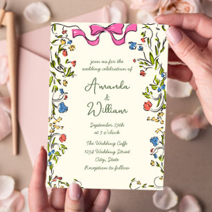 Funky Hand Drawn Scribble Retro Wedding Invitation