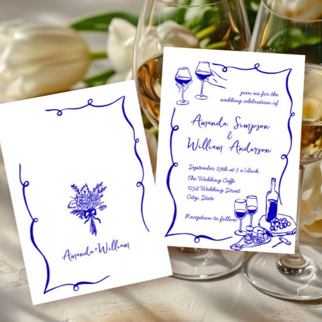 Funky Hand Drawn Scribble Retro Wedding Invitation (Creator Uploaded)