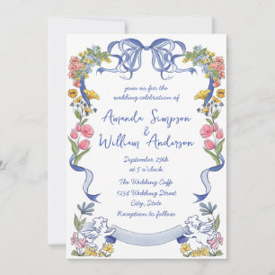 Funky Hand Drawn Scribble Retro Wedding Invitation