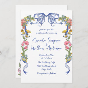 Funky Hand Drawn Scribble Retro Wedding QR code Invitation