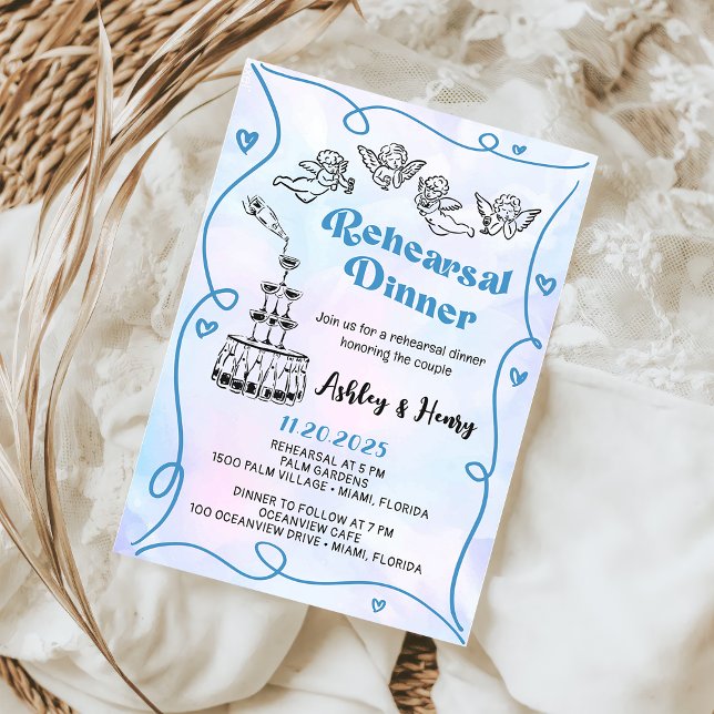 Funky Hand Drawn Wedding Rehearsal Dinner Invitation (Creator Uploaded)