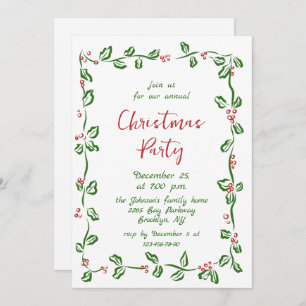 Funky Hand Drawn Whimsical Christmas Holiday Party Invitation