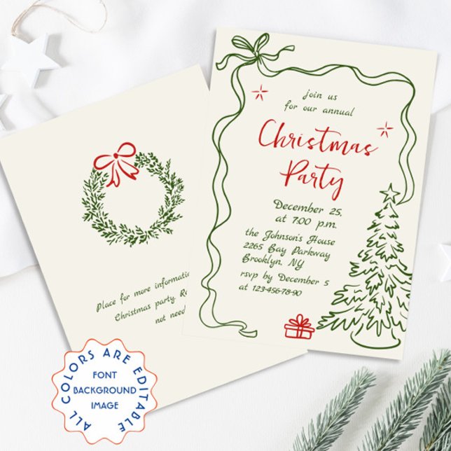 Funky Hand Drawn Whimsical Christmas Holiday Party Invitation (Creator Uploaded)