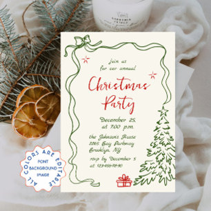 Funky Hand Drawn Whimsical Christmas Holiday Party Invitation