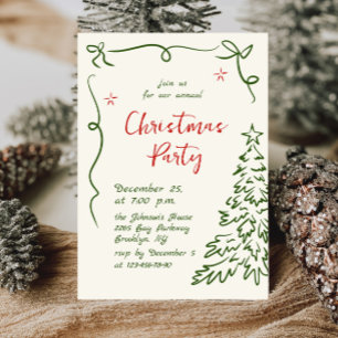 Funky Hand Drawn Whimsical Christmas Holiday Party Invitation