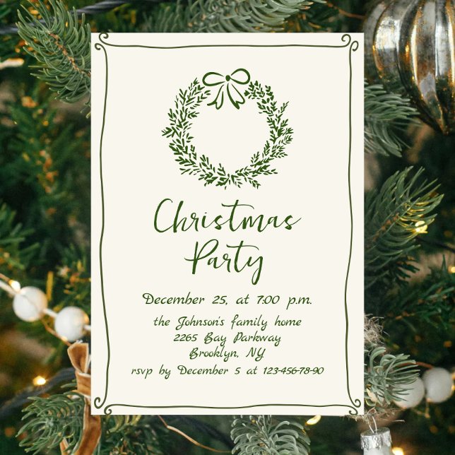 Funky Hand Drawn Whimsical Christmas Holiday Party Invitation (Creator Uploaded)