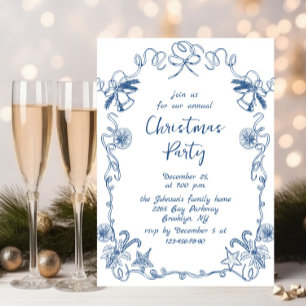 Funky Hand Drawn Whimsical Christmas Holiday Party Invitation