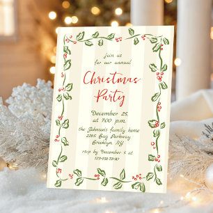 Funky Hand Drawn Whimsical Christmas Holiday Party Invitation