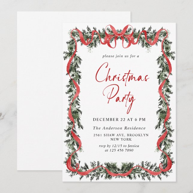 Funky Hand Drawn Whimsical Christmas Holiday Party Invitation (Front/Back)