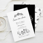 funky hand drawn whimsical trendy Italian wedding Invitation<br><div class="desc">SAVE THE DATE invite template | Italian wedding | handwritten & hand drawn | destination wedding | fun unique illustration.</div>
