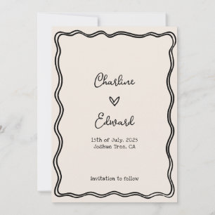 Funky Handwritten Wavy Border Disco Save the Date Invitation
