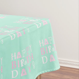 Funky happy birthday picnic tablecloth