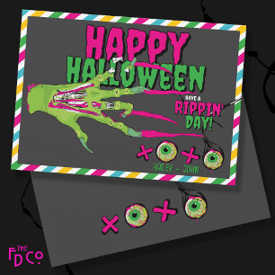 Funky Happy Halloween Scary Cute Zombie XOXO!  Holiday Card
