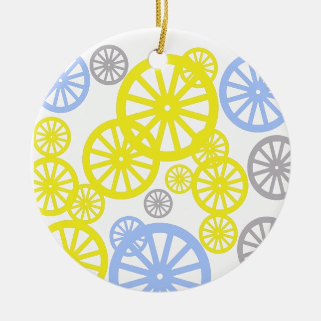Funky Happy Wheel Circle Pattern Product Ceramic Ornament (Front)