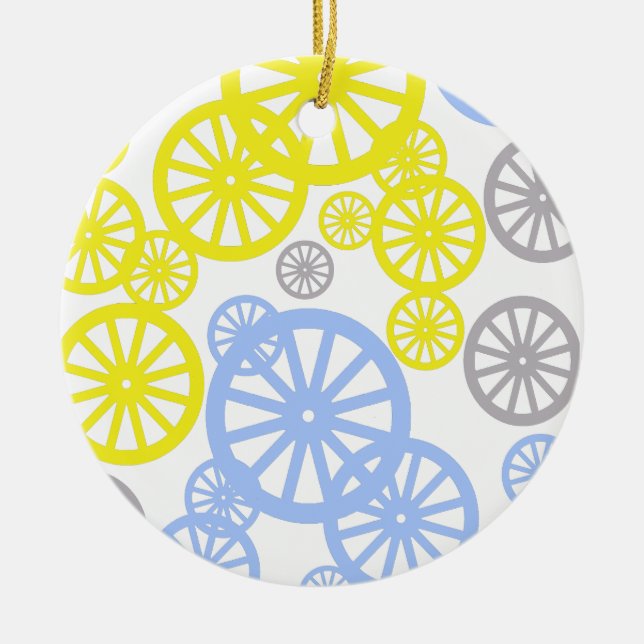 Funky Happy Wheel Circle Pattern Product Ceramic Ornament (Front)