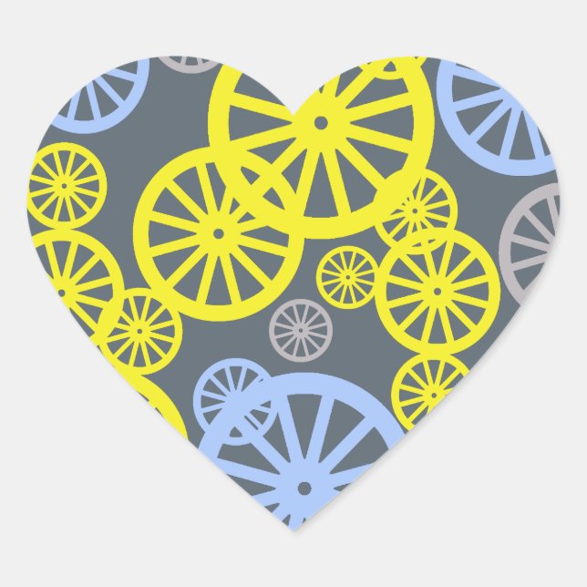 Funky Happy Wheel Circle Pattern Product Heart Sticker (Front)