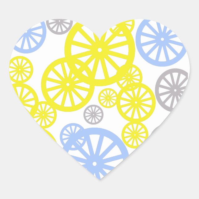 Funky Happy Wheel Circle Pattern Product Heart Sticker (Front)