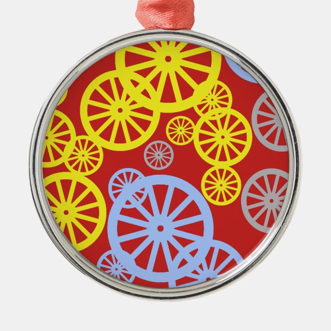 Funky Happy Wheel Circle Pattern Product Metal Ornament (Front)
